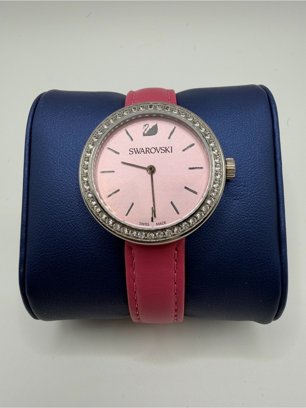 Swarovski Pink Dial Crystal-Bezel Ladies Watch with Pink Strap